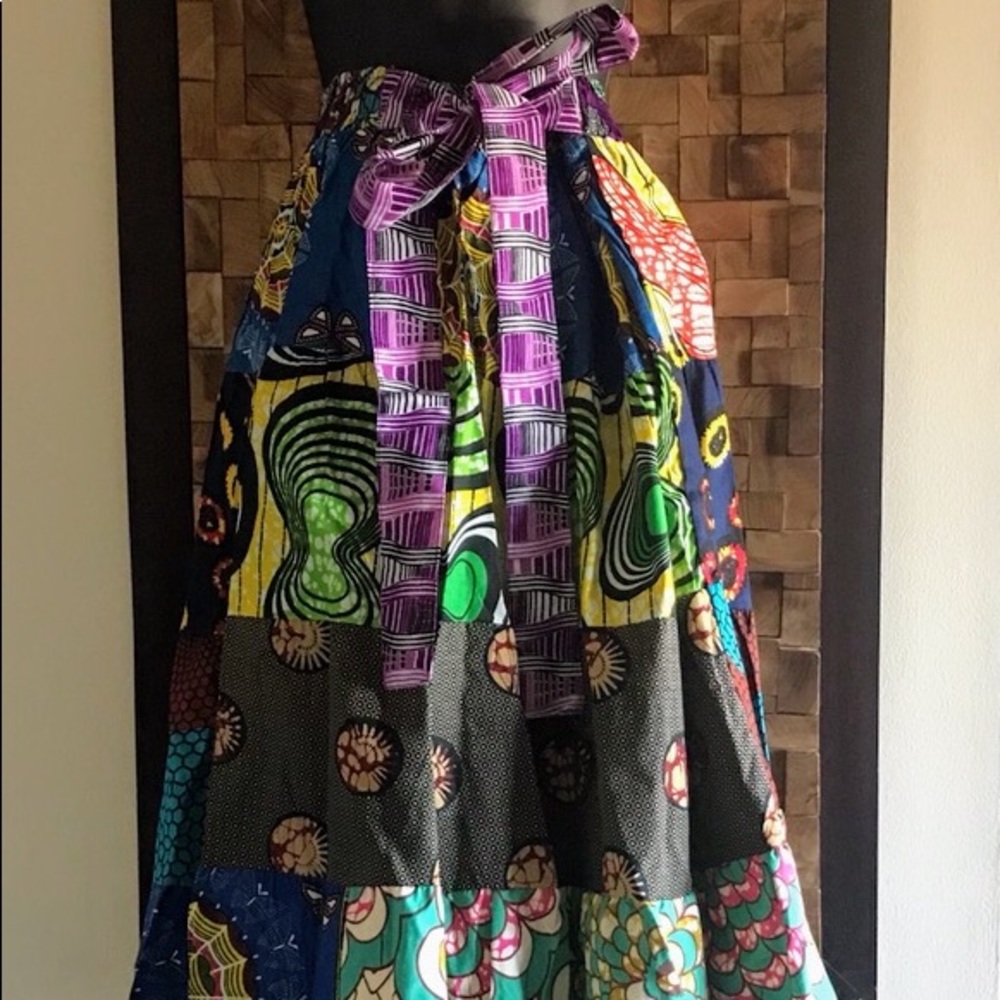 Ankara Print Patchwork Multicolor Full Skirt- L/XL